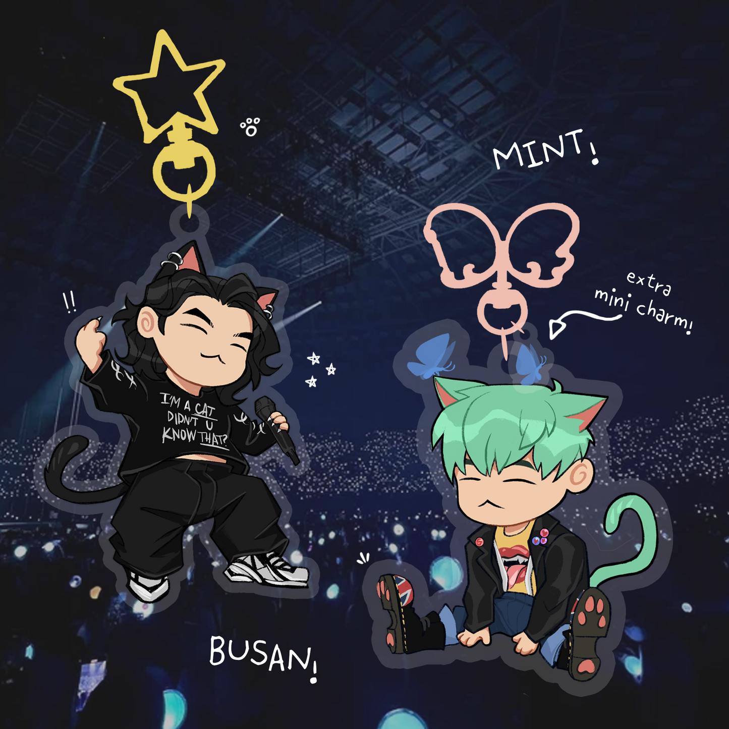 Min Meow Acrylic Charms